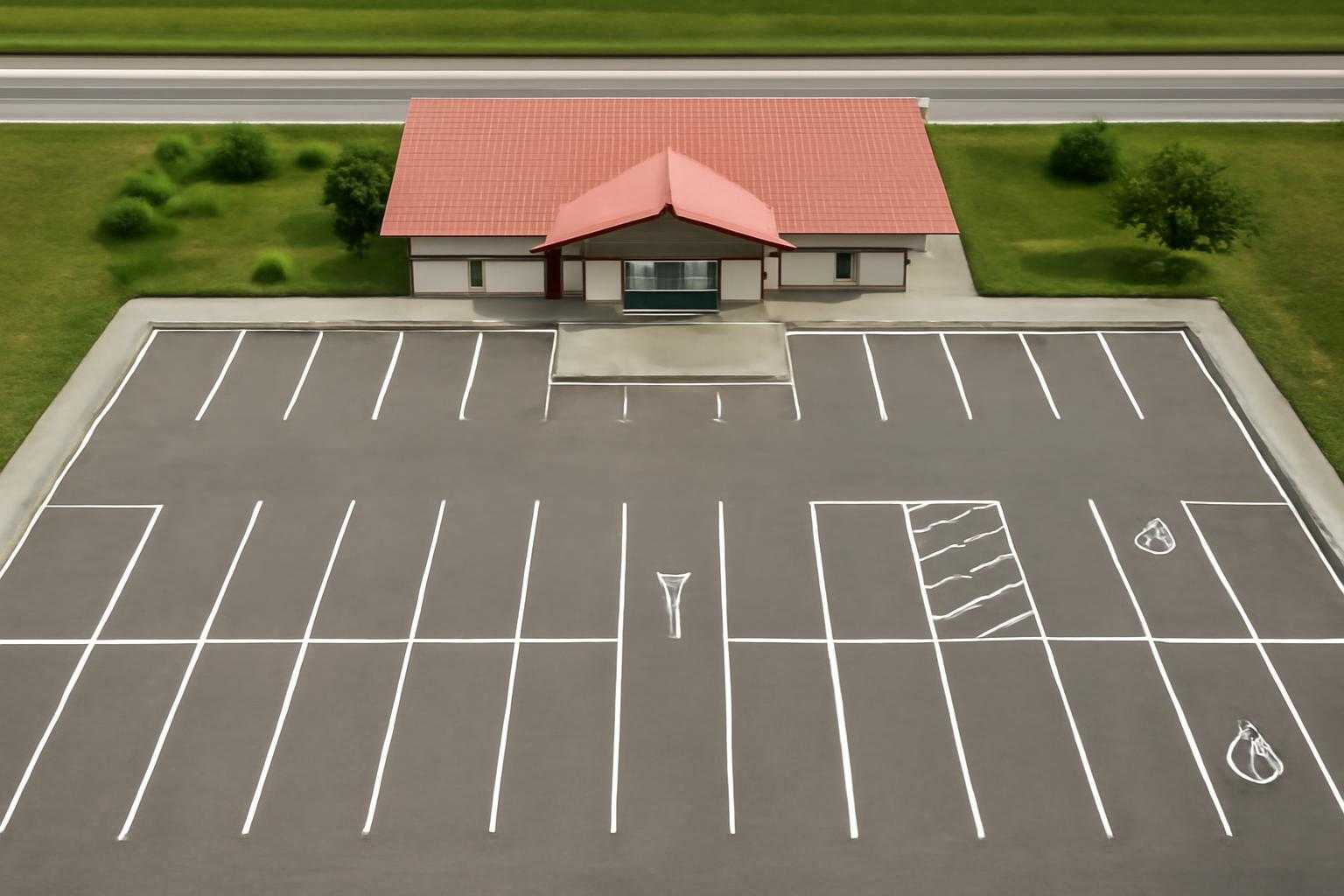 高速道路のサービスエリアにある駐車場と施設入口