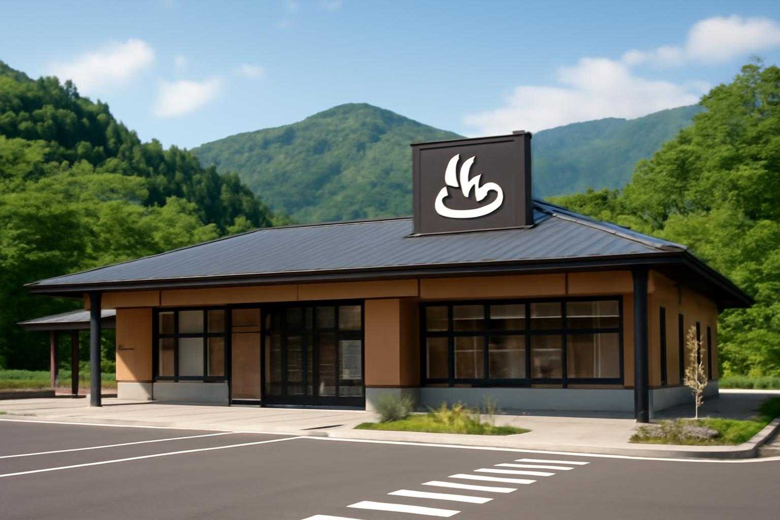 東北自動車道のサービスエリアに併設された温泉施設の外観