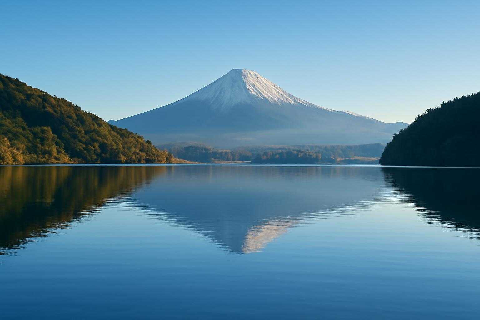 箱根芦ノ湖の雄大な湖面と富士山の眺望